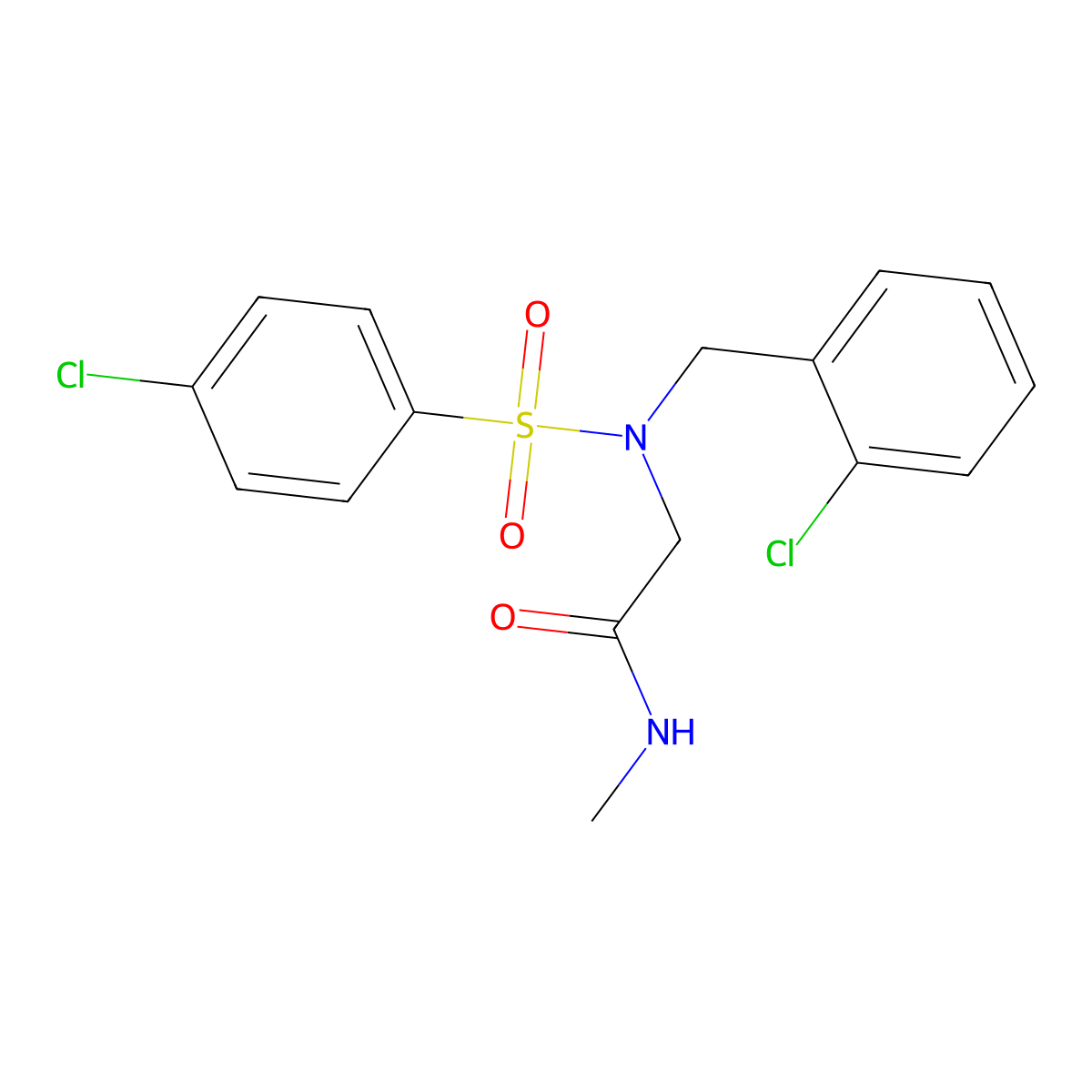 2-[(2-chlorophenyl)methyl-(4-chlorophenyl)sulfonylamino]-N-methylacetamide molecular structure, CAS 431977-68-3