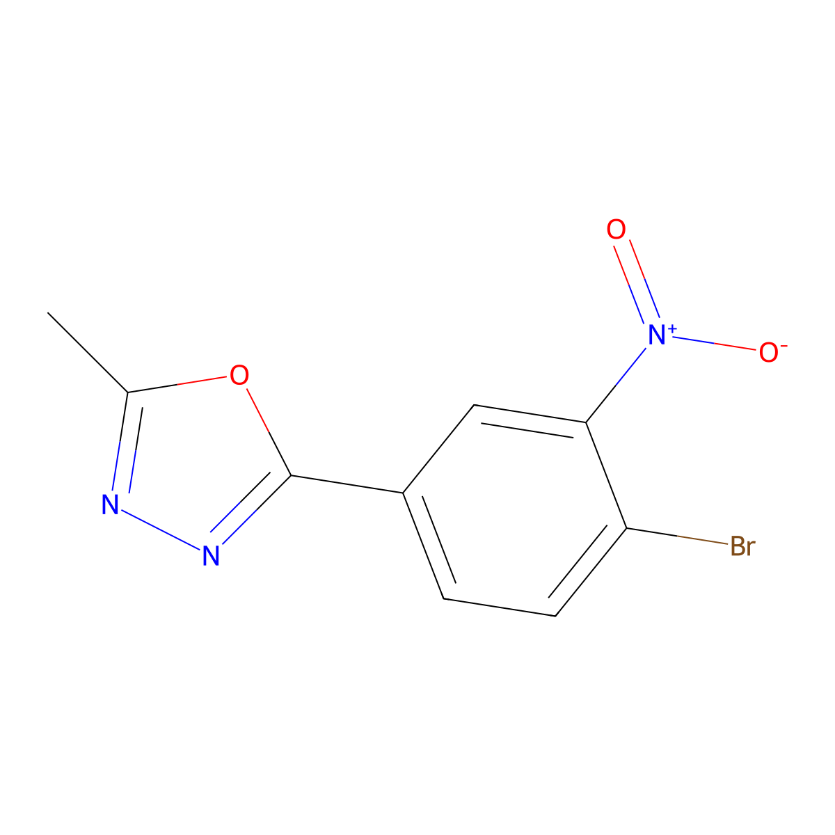2-(4-Bromo-3-nitrophenyl)-5-methyl-1,3,4-oxadiazole molecular structure, CAS 431977-71-8