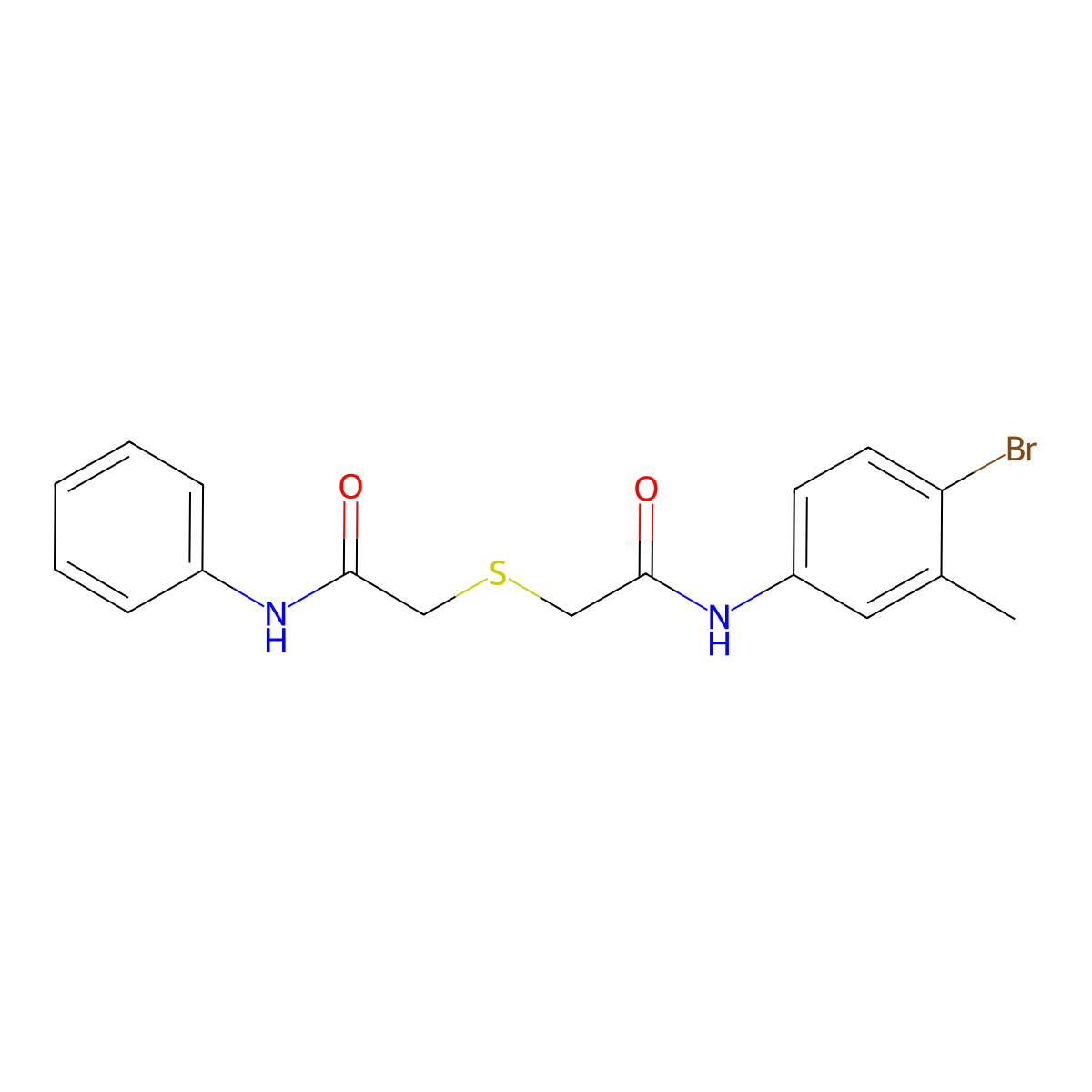 2-[2-(4-bromo-3-methylanilino)-2-oxoethyl]sulfanyl-N-phenylacetamide molecular structure, CAS 431977-75-2