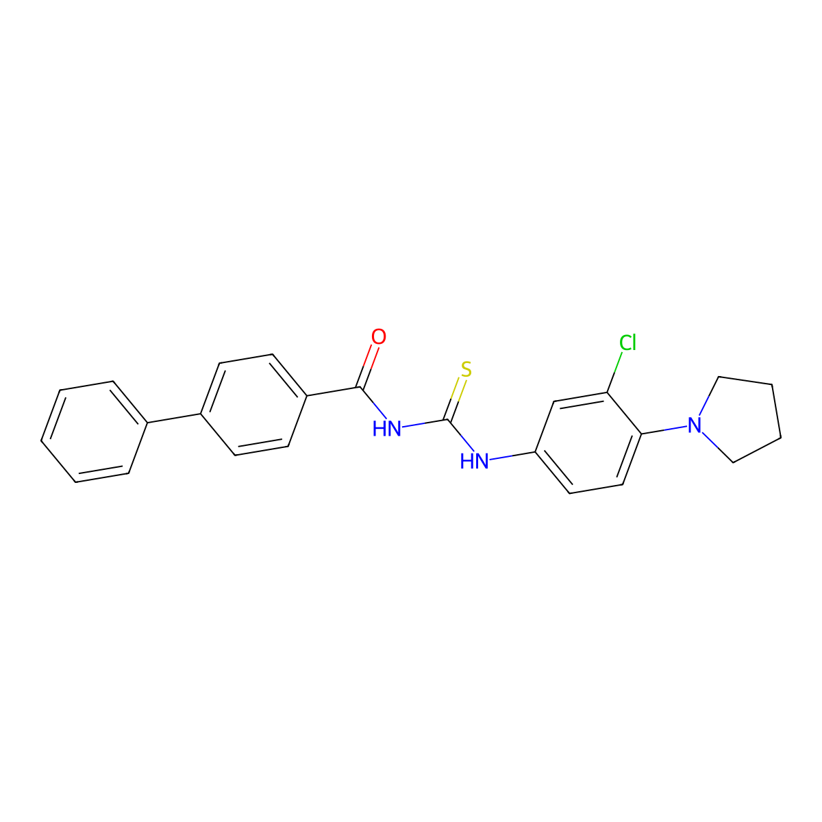 N-[(3-chloro-4-pyrrolidin-1-ylphenyl)carbamothioyl]-4-phenylbenzamide molecular structure, CAS 431977-90-1