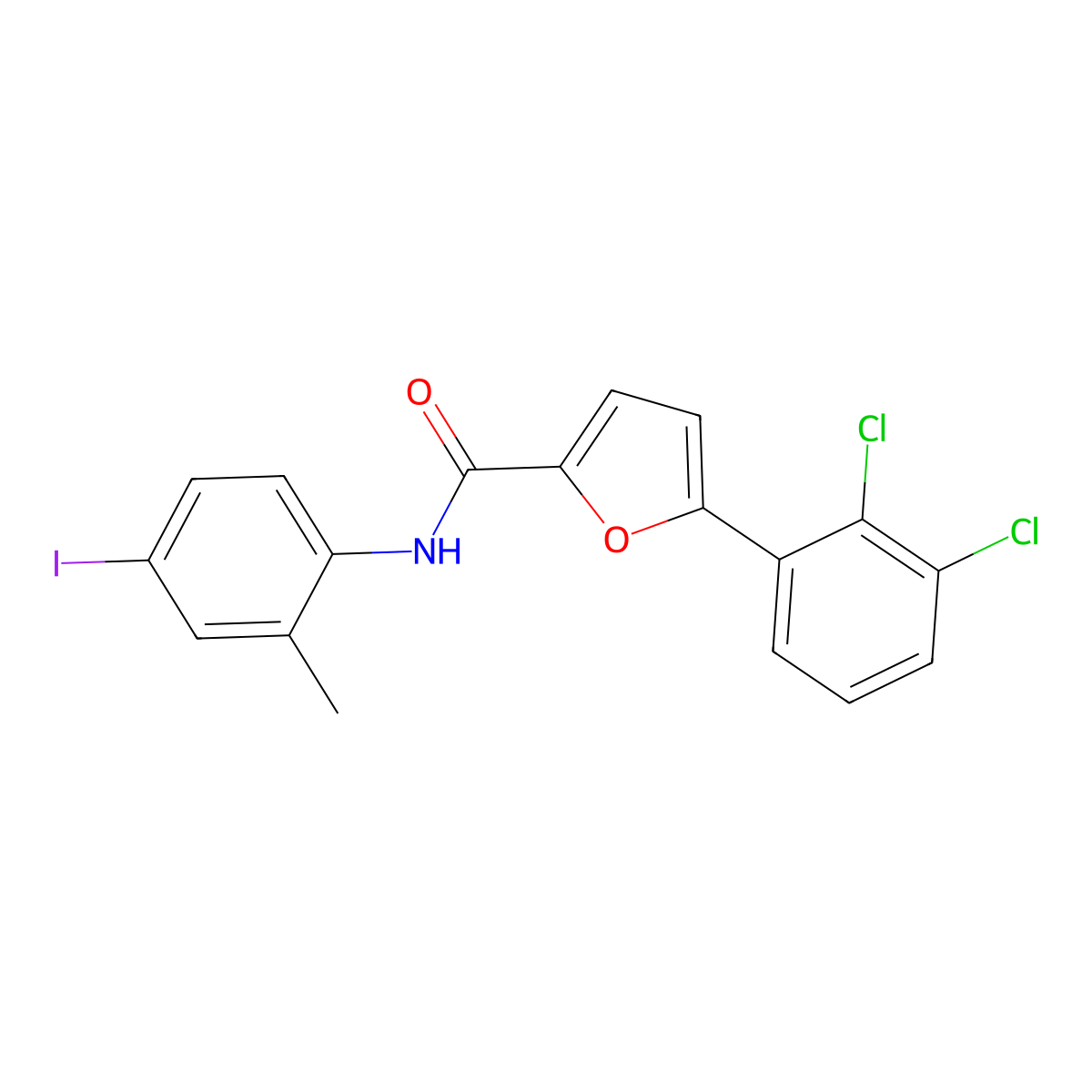 5-(2,3-dichlorophenyl)-N-(4-iodo-2-methylphenyl)furan-2-carboxamide molecular structure, CAS 431978-04-0