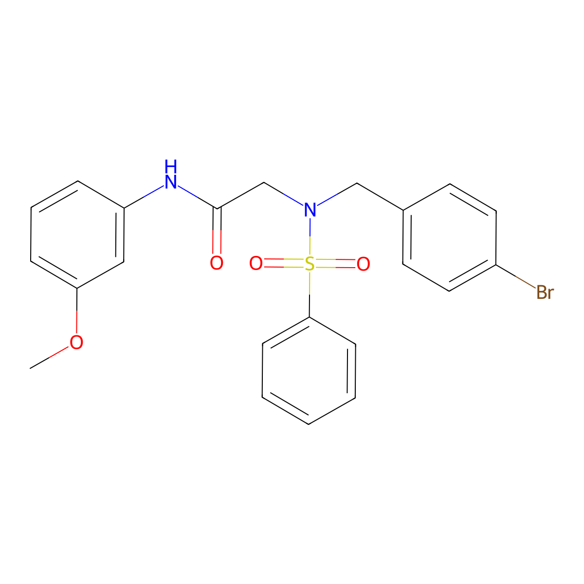 2-[benzenesulfonyl-[(4-bromophenyl)methyl]amino]-N-(3-methoxyphenyl)acetamide molecular structure, CAS 431978-05-1