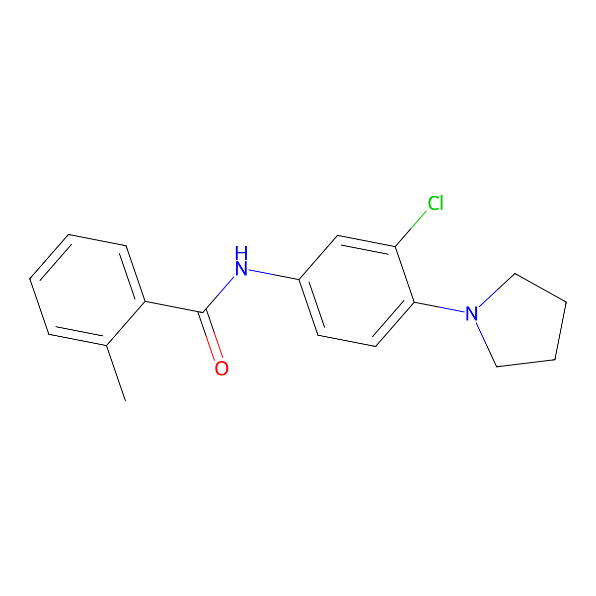 N-(3-chloro-4-pyrrolidin-1-ylphenyl)-2-methylbenzamide molecular structure, CAS 431978-17-5