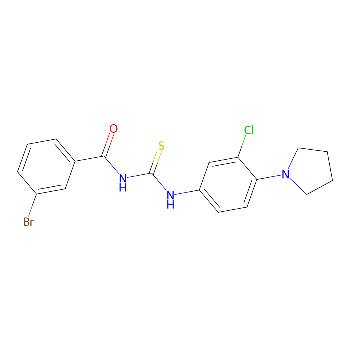 3-bromo-N-[(3-chloro-4-pyrrolidin-1-ylphenyl)carbamothioyl]benzamide molecular structure, CAS 431978-37-9