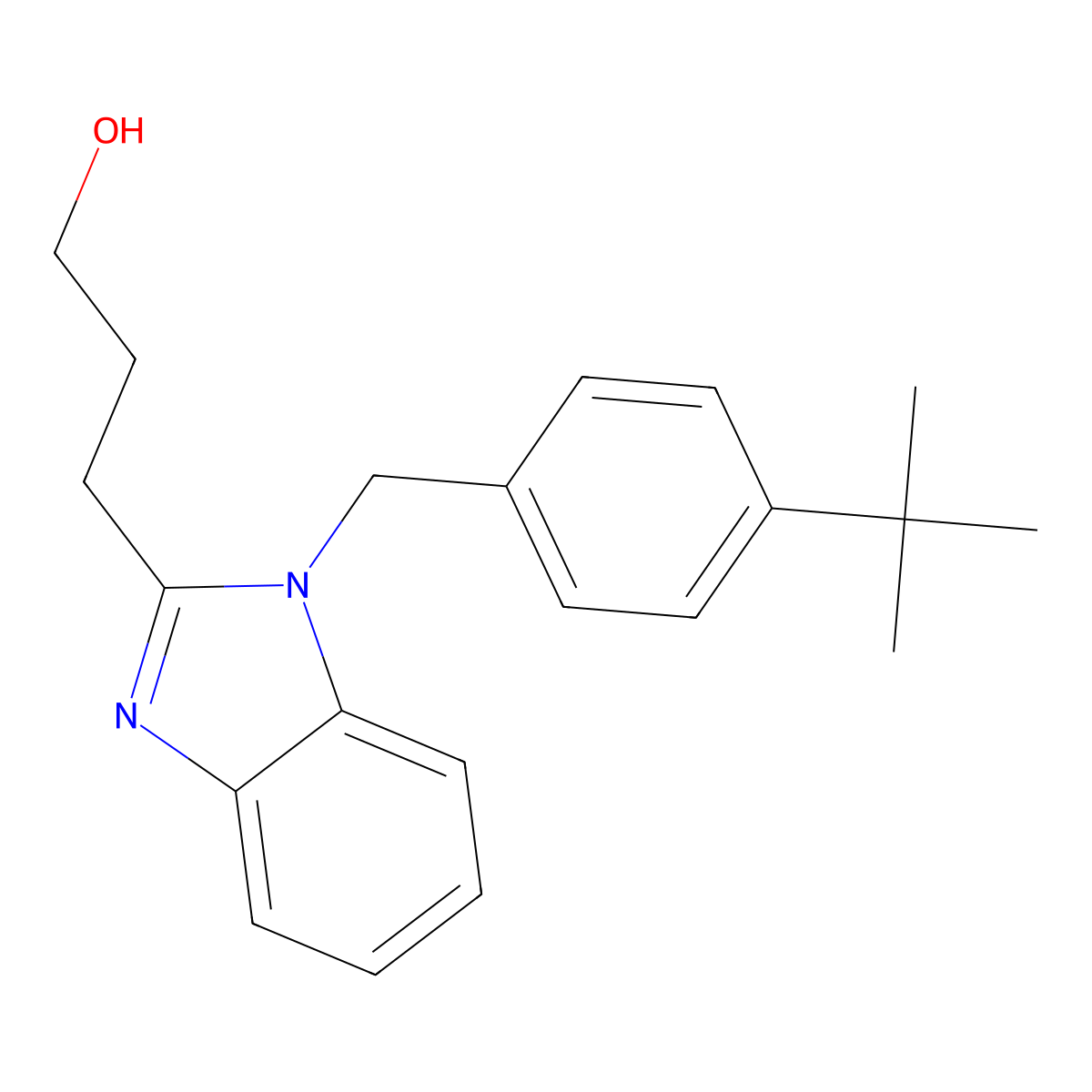3-[1-[(4-Tert-butylphenyl)methyl]benzimidazol-2-yl]propan-1-ol molecular structure, CAS 431978-39-1