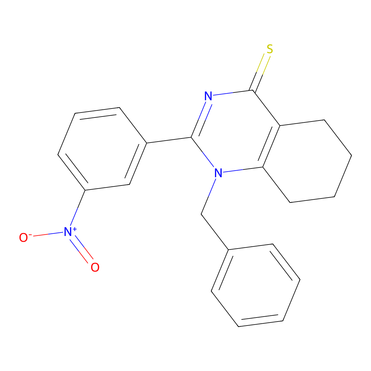 1-Benzyl-2-(3-nitrophenyl)-1,4,5,6,7,8-hexahydroquinazoline-4-thione molecular structure, CAS 431978-56-2
