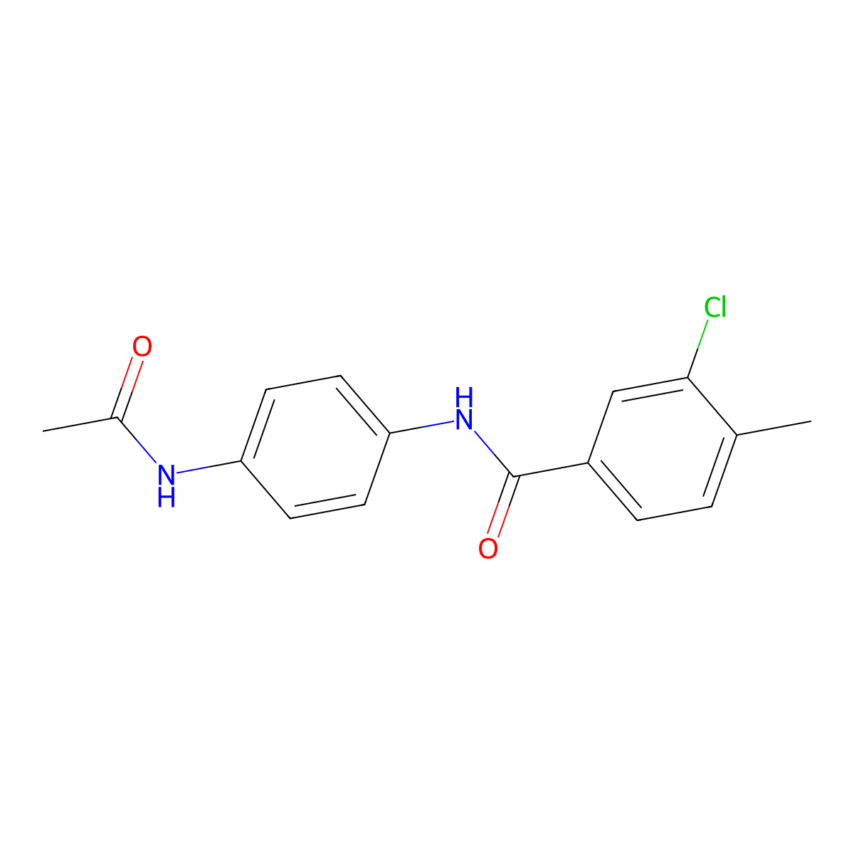 N-(4-acetamidophenyl)-3-chloro-4-methylbenzamide molecular structure, CAS 431978-62-0