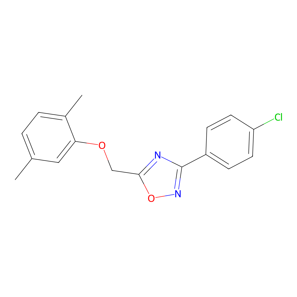 3-(4-Chlorophenyl)-5-[(2,5-dimethylphenoxy)methyl]-1,2,4-oxadiazole molecular structure, CAS 431978-81-3