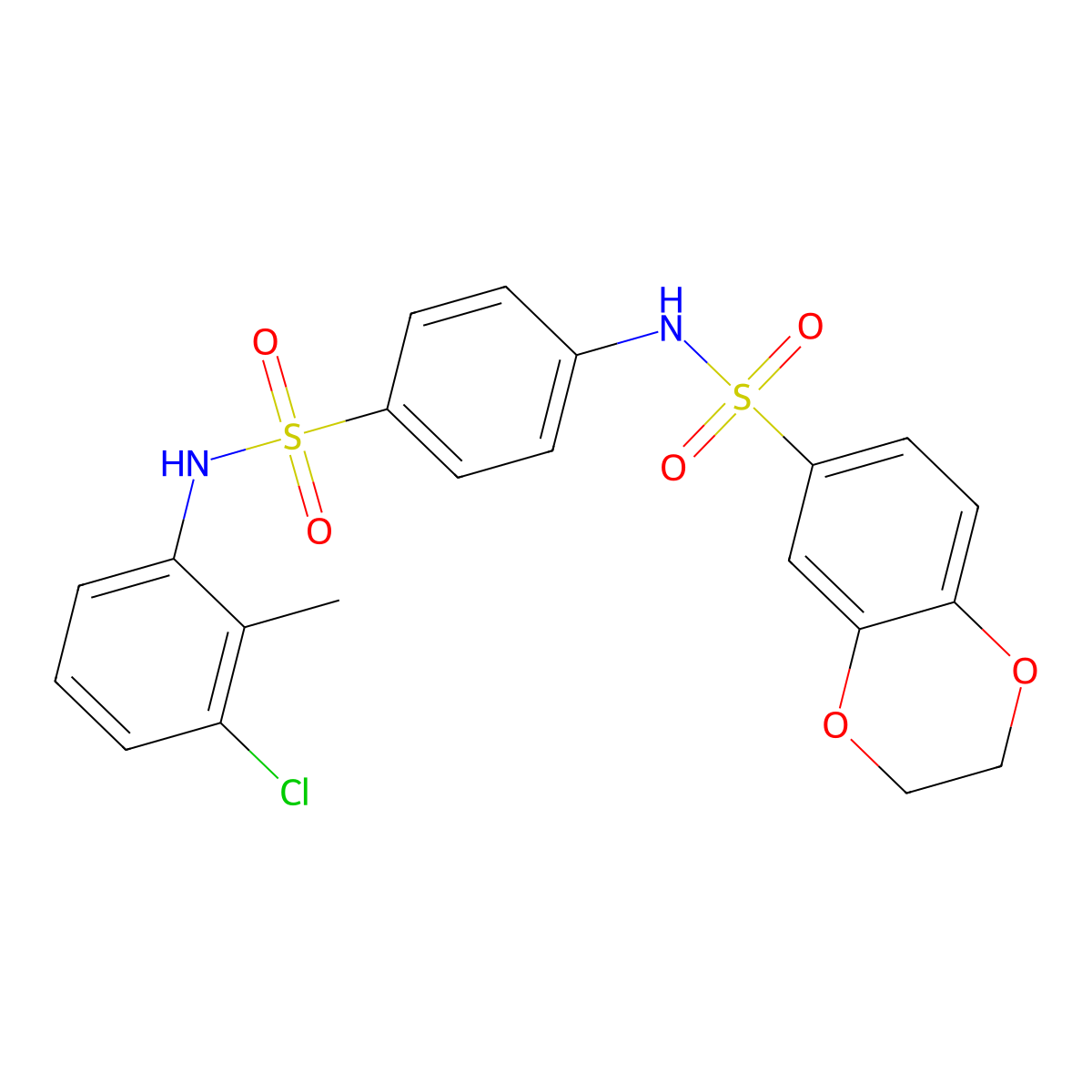N-[4-[(3-chloro-2-methylphenyl)sulfamoyl]phenyl]-2,3-dihydro-1,4-benzodioxine-6-sulfonamide molecular structure, CAS 431978-83-5