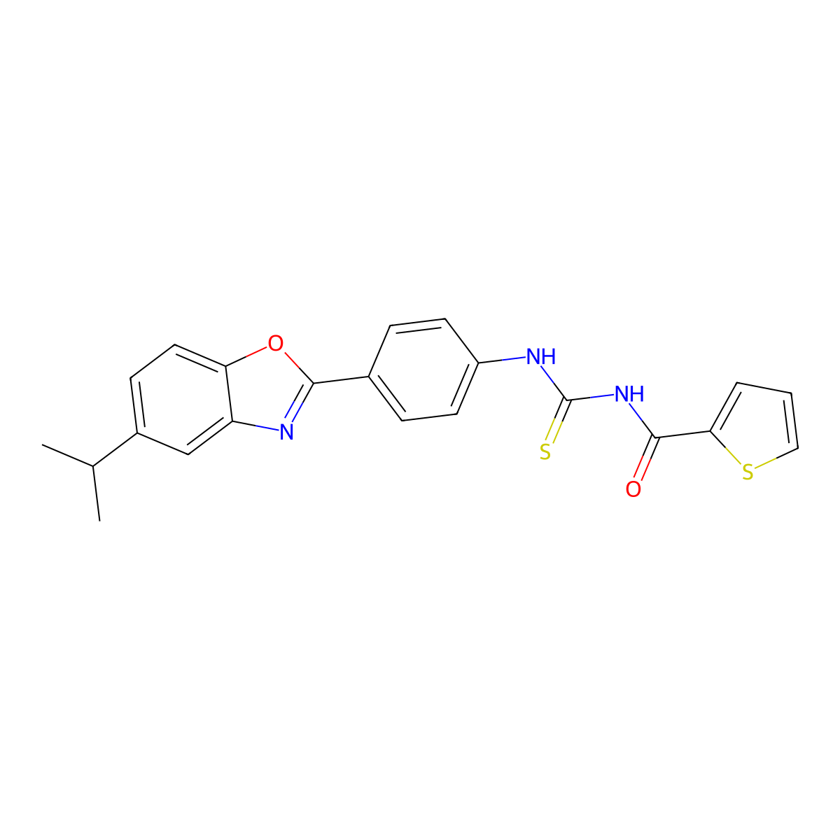 N-[[4-(5-propan-2-yl-1,3-benzoxazol-2-yl)phenyl]carbamothioyl]thiophene-2-carboxamide molecular structure, CAS 431978-89-1