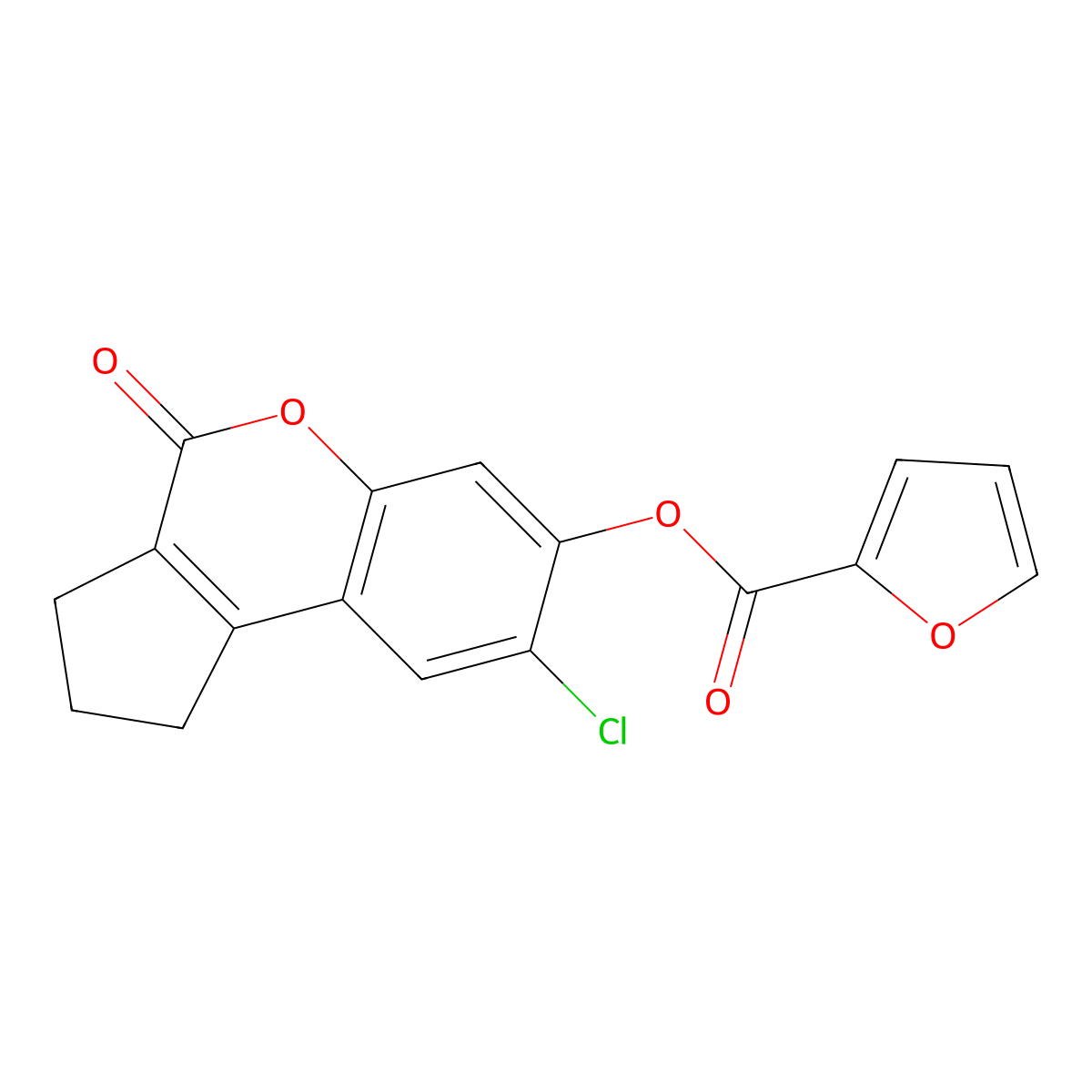 8-Chloro-4-oxo-1,2,3,4-tetrahydrocyclopenta[c]chromen-7-yl furan-2-carboxylate molecular structure, CAS 431978-93-7