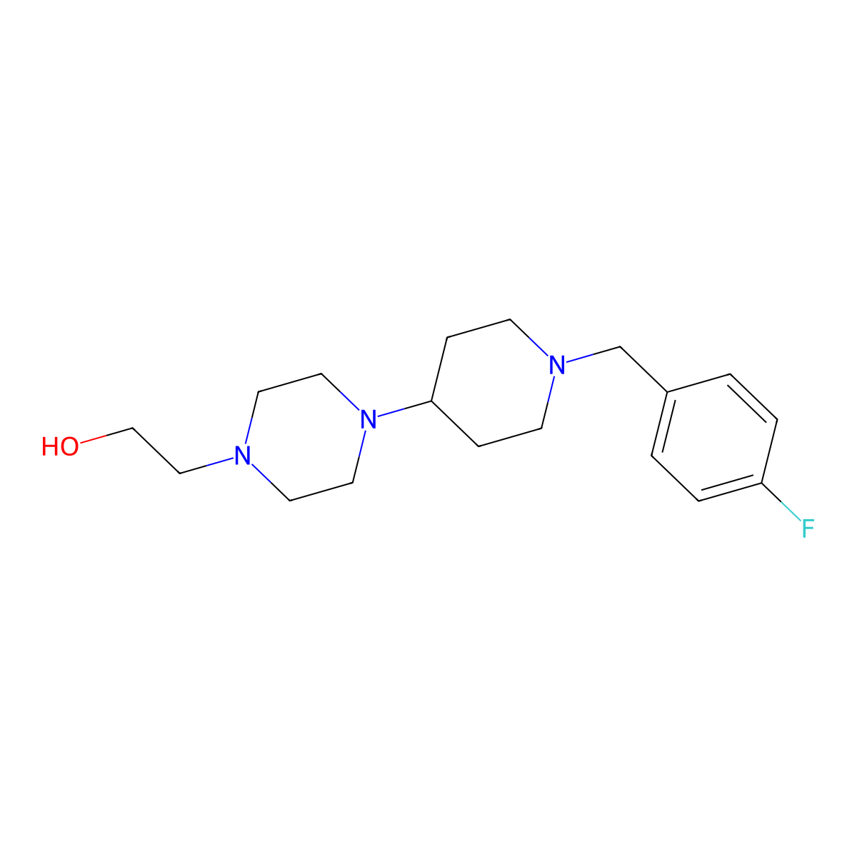 2-{4-[1-(4-Fluorobenzyl)piperidin-4-yl]piperazin-1-yl}ethanol molecular structure, CAS 431978-95-9