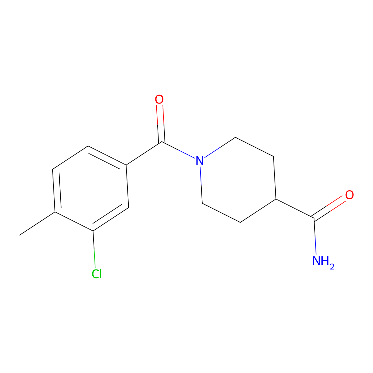 1-(3-Chloro-4-methylbenzoyl)piperidine-4-carboxamide molecular structure, CAS 431978-98-2