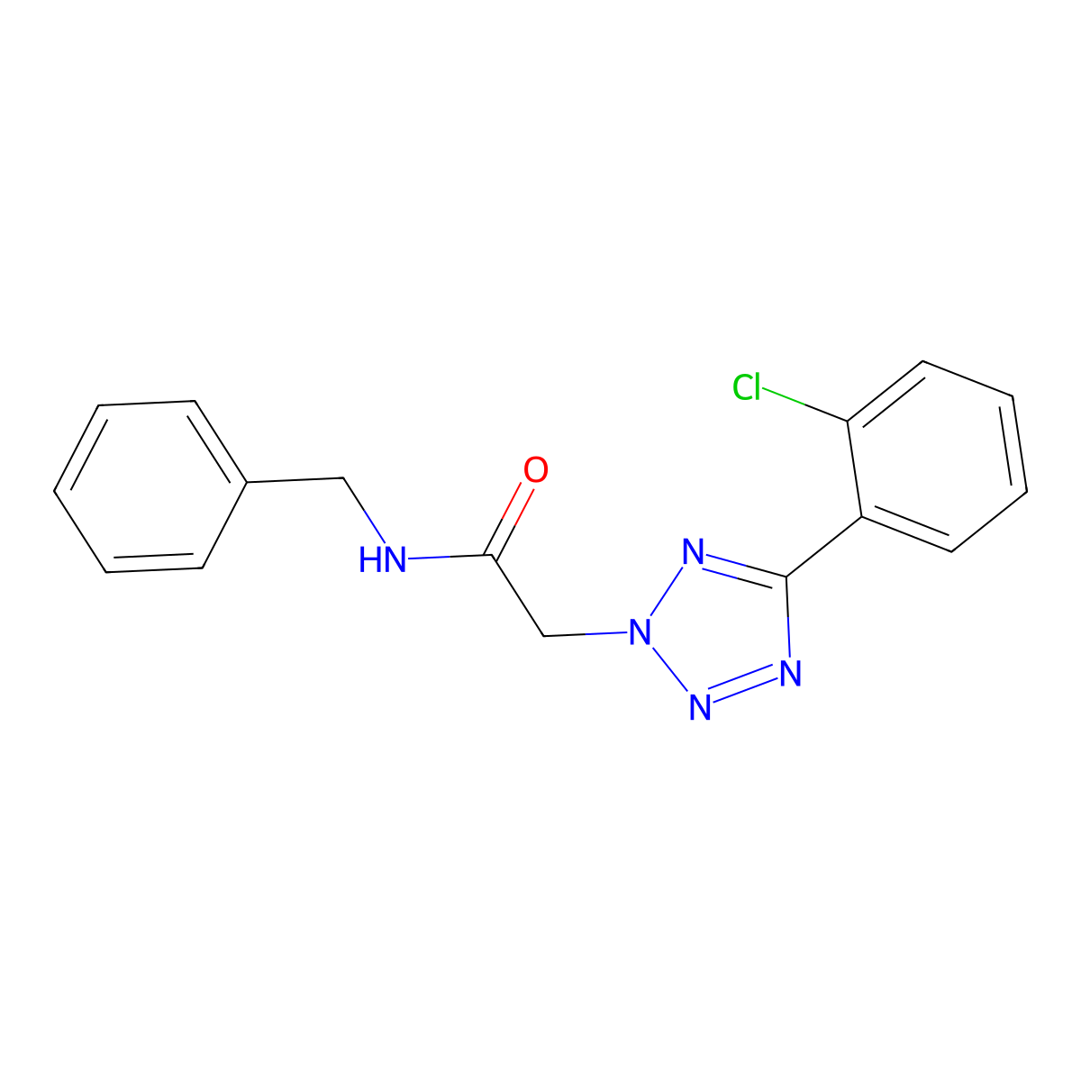 N-benzyl-2-[5-(2-chlorophenyl)-2H-tetrazol-2-yl]acetamide molecular structure, CAS 431979-13-4
