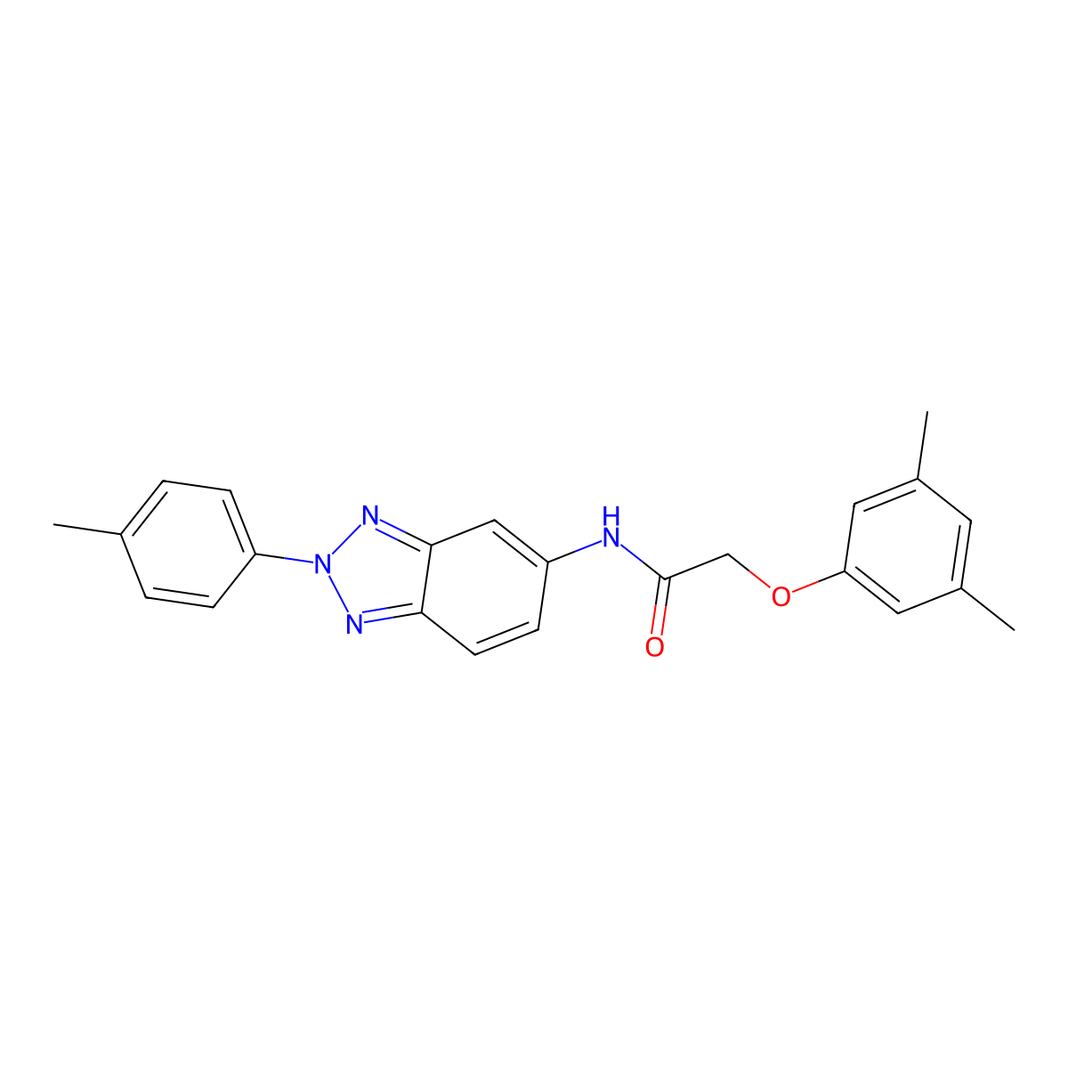 2-(3,5-dimethylphenoxy)-N-[2-(4-methylphenyl)benzotriazol-5-yl]acetamide molecular structure, CAS 431979-21-4