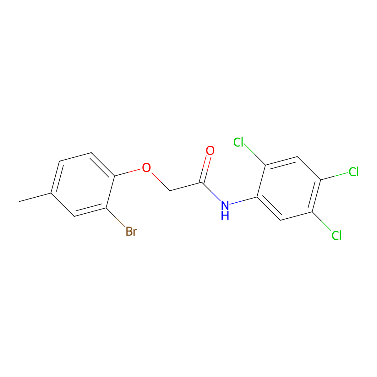 2-(2-bromo-4-methylphenoxy)-N-(2,4,5-trichlorophenyl)acetamide molecular structure, CAS 431979-29-2