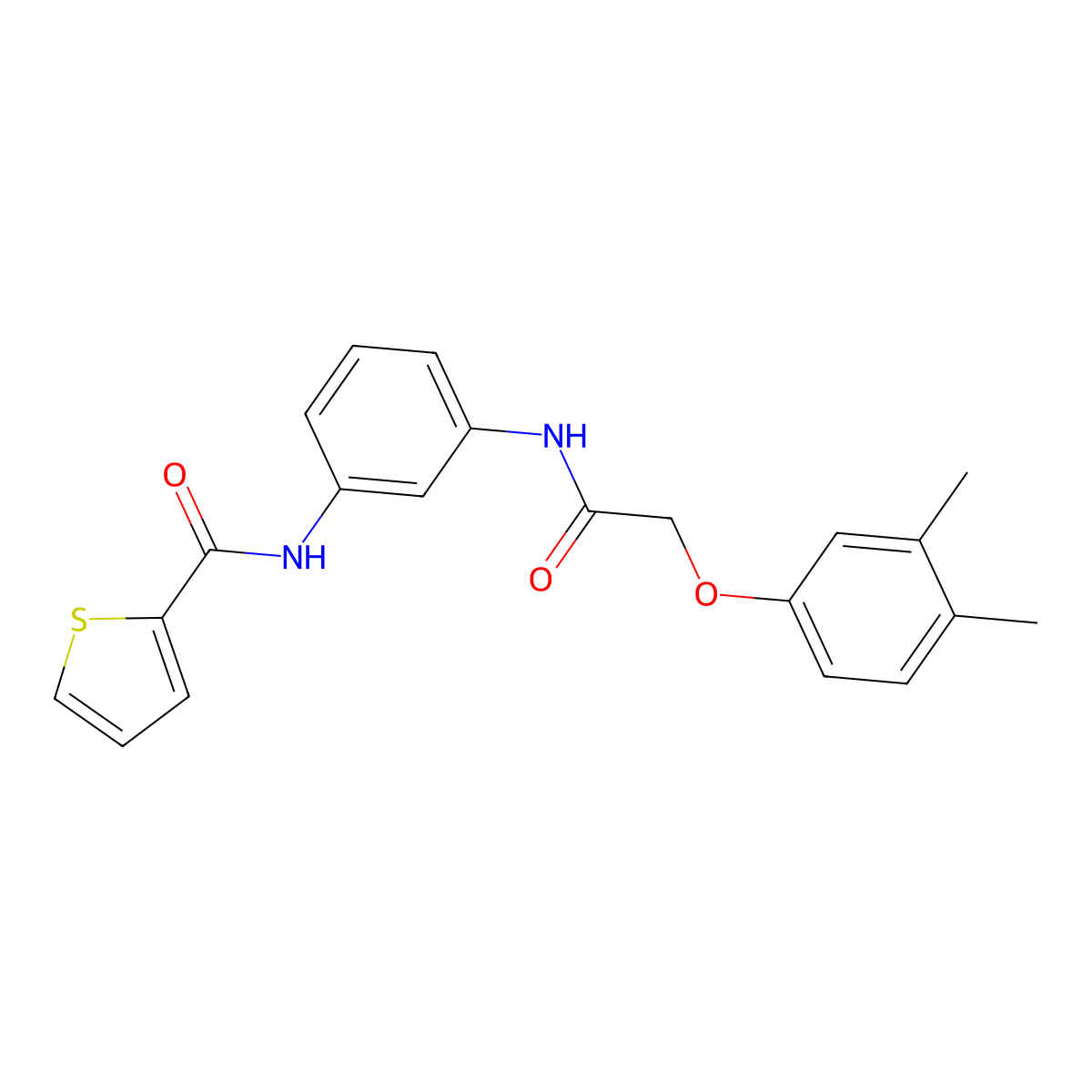 N-(3-{[(3,4-dimethylphenoxy)acetyl]amino}phenyl)thiophene-2-carboxamide molecular structure, CAS 431979-46-3