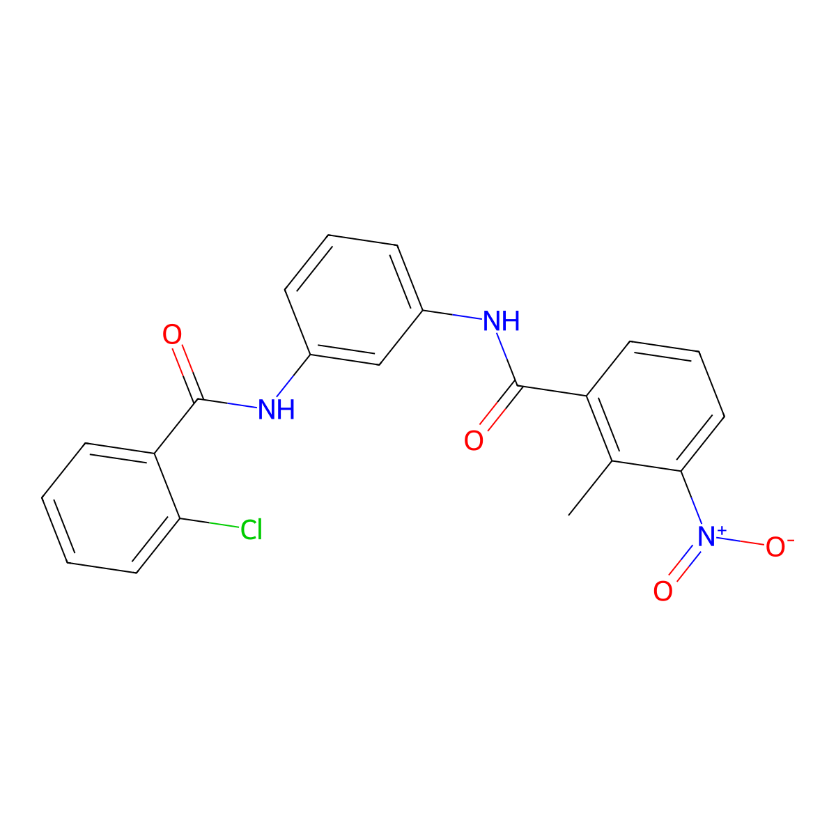 N-[3-[(2-chlorobenzoyl)amino]phenyl]-2-methyl-3-nitrobenzamide molecular structure, CAS 431979-49-6