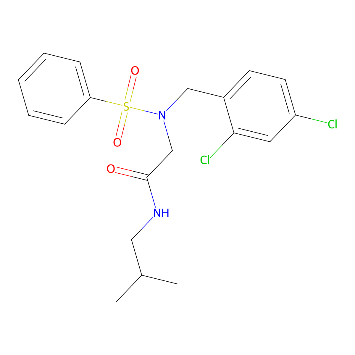 2-[benzenesulfonyl-[(2,4-dichlorophenyl)methyl]amino]-N-(2-methylpropyl)acetamide molecular structure, CAS 431979-56-5