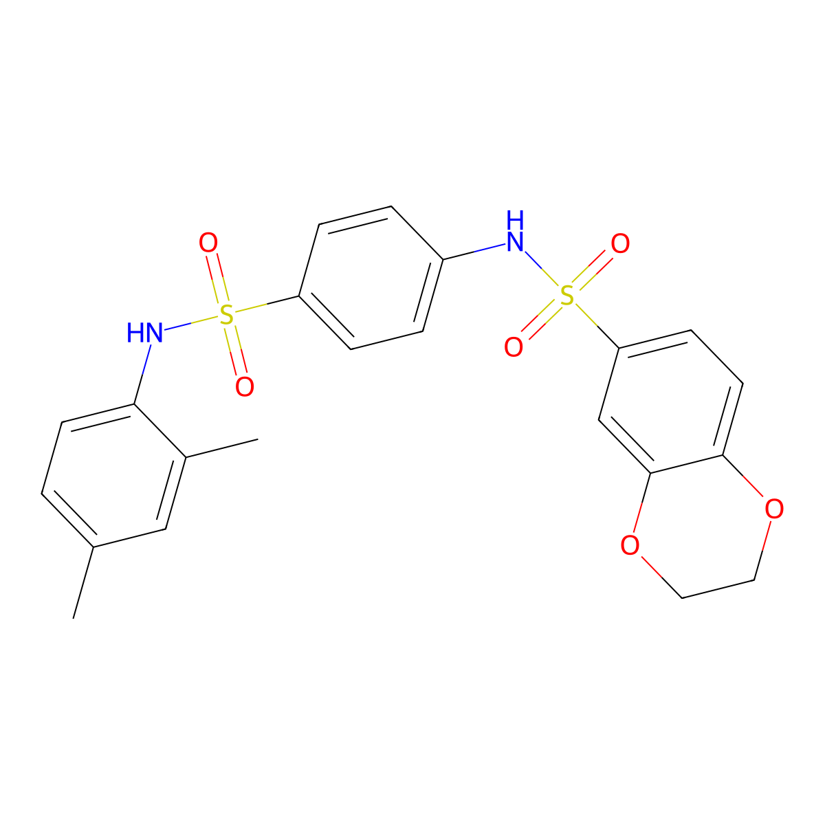 N-(4-(N-(2,4-dimethylphenyl)sulfamoyl)phenyl)-2,3-dihydrobenzo[b][1,4]dioxine-6-sulfonamide molecular structure, CAS 431979-61-2