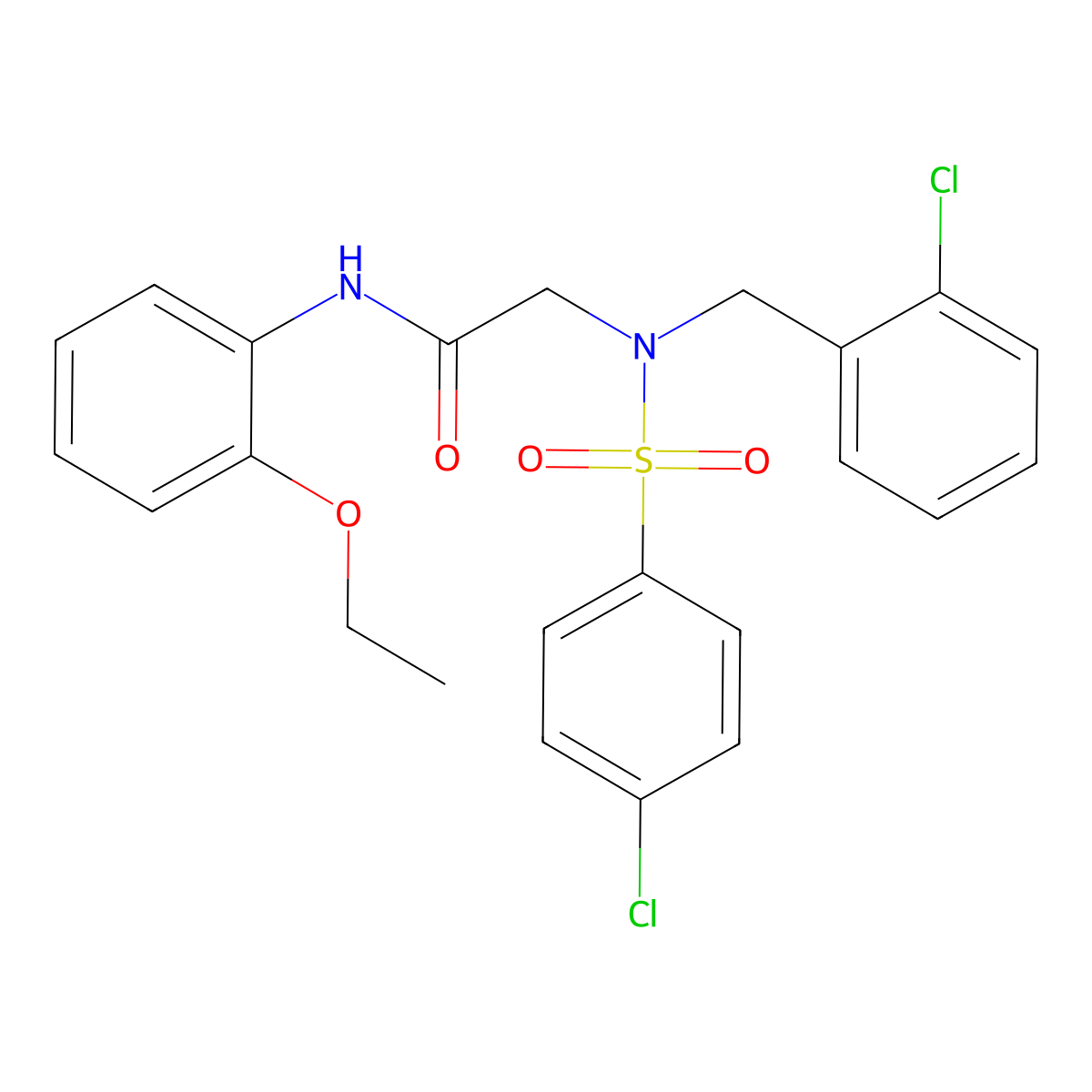 2-[(2-chlorophenyl)methyl-(4-chlorophenyl)sulfonylamino]-N-(2-ethoxyphenyl)acetamide molecular structure, CAS 431979-63-4