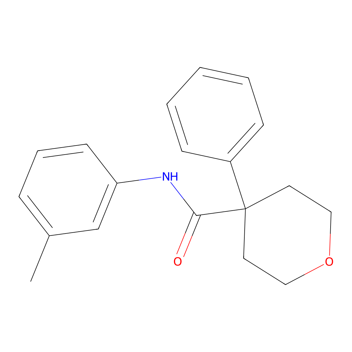 N-(3-methylphenyl)-4-phenyloxane-4-carboxamide molecular structure, CAS 431979-68-9