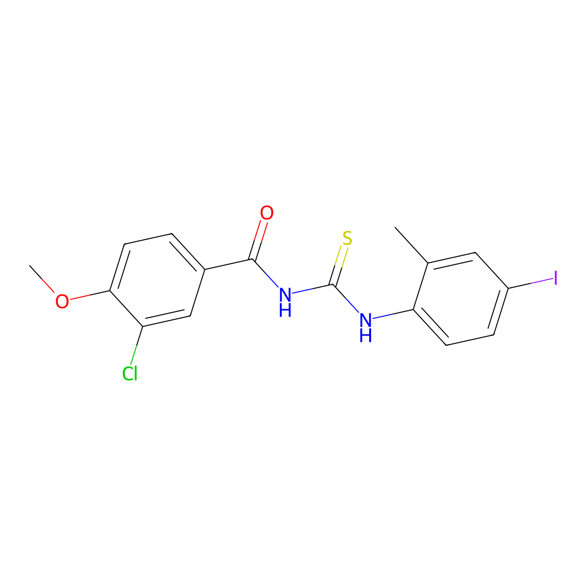 3-chloro-N-[(4-iodo-2-methylphenyl)carbamothioyl]-4-methoxybenzamide molecular structure, CAS 431979-81-6