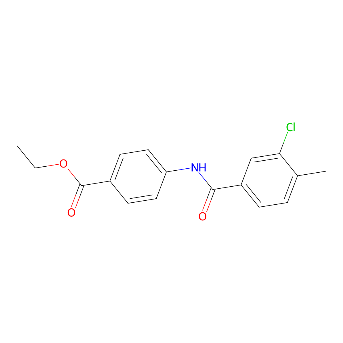 Ethyl 4-{[(3-chloro-4-methylphenyl)carbonyl]amino}benzoate molecular structure, CAS 431979-84-9