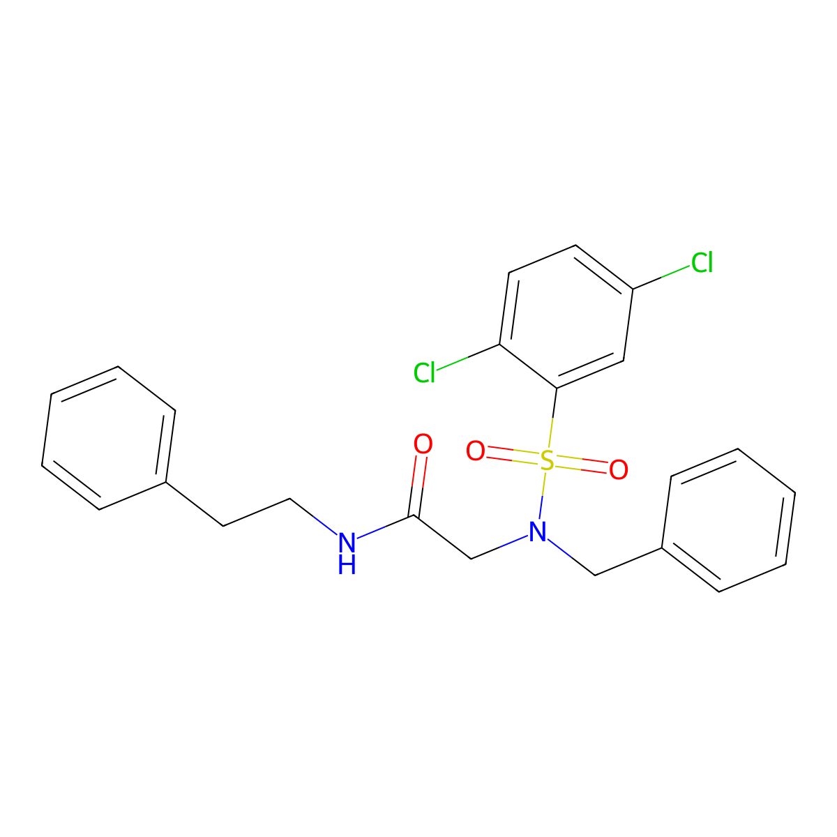 N~2~-benzyl-N~2~-[(2,5-dichlorophenyl)sulfonyl]-N-(2-phenylethyl)glycinamide molecular structure, CAS 431979-85-0