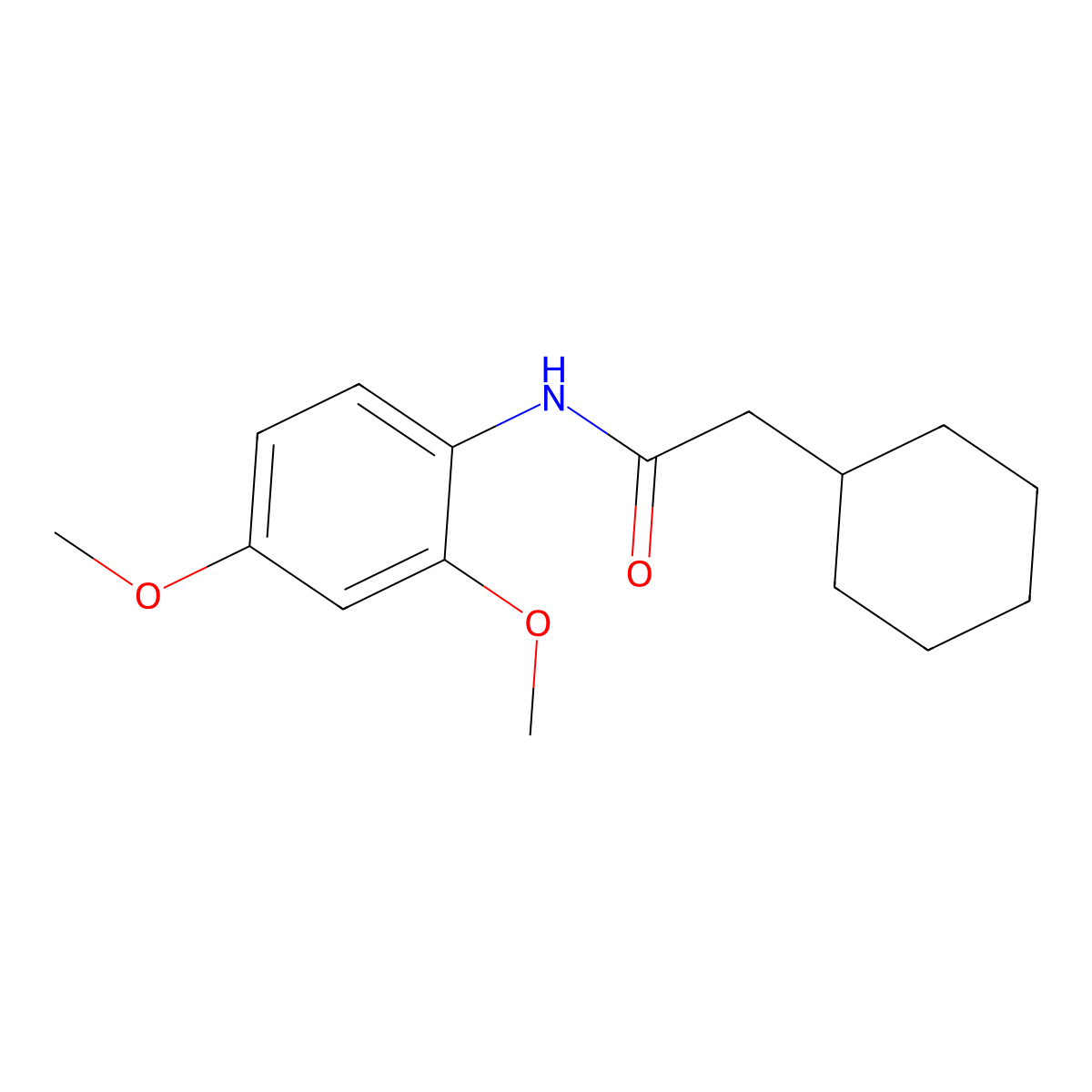 2-cyclohexyl-N-(2,4-dimethoxyphenyl)acetamide molecular structure, CAS 431979-93-0