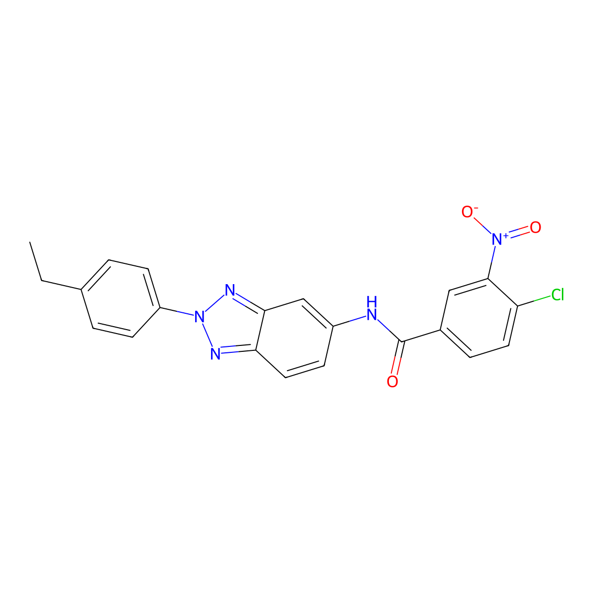 4-chloro-N-[2-(4-ethylphenyl)benzotriazol-5-yl]-3-nitrobenzamide molecular structure, CAS 431979-98-5