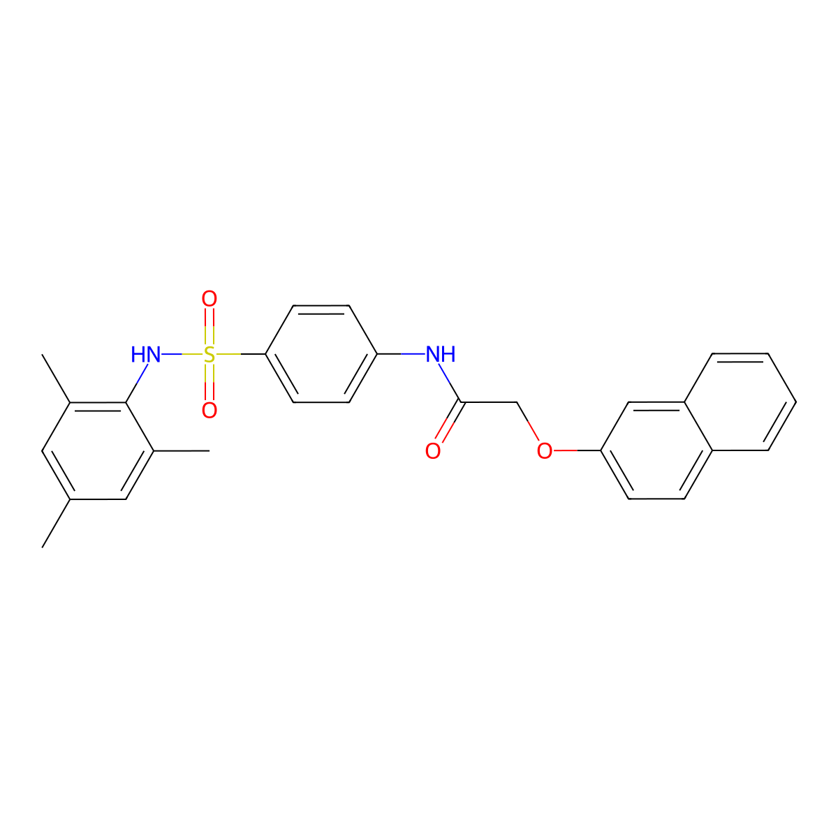 N-{4-[(mesitylamino)sulfonyl]phenyl}-2-(2-naphthyloxy)acetamide molecular structure, CAS 431979-99-6