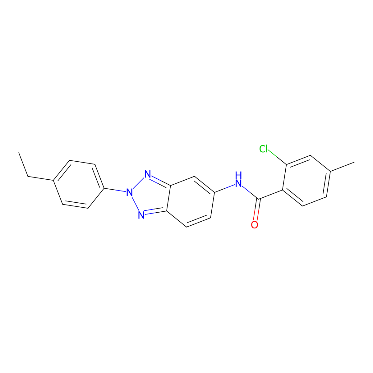 2-chloro-N-[2-(4-ethylphenyl)benzotriazol-5-yl]-4-methylbenzamide molecular structure, CAS 431980-01-7