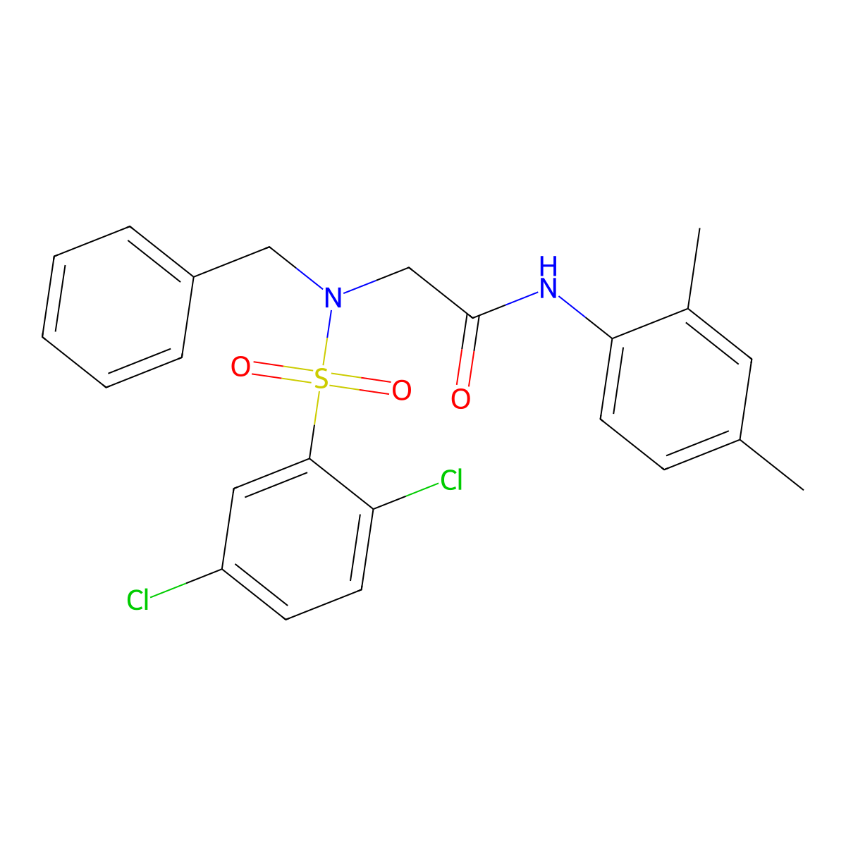 2-[benzyl-(2,5-dichlorophenyl)sulfonylamino]-N-(2,4-dimethylphenyl)acetamide molecular structure, CAS 431980-09-5
