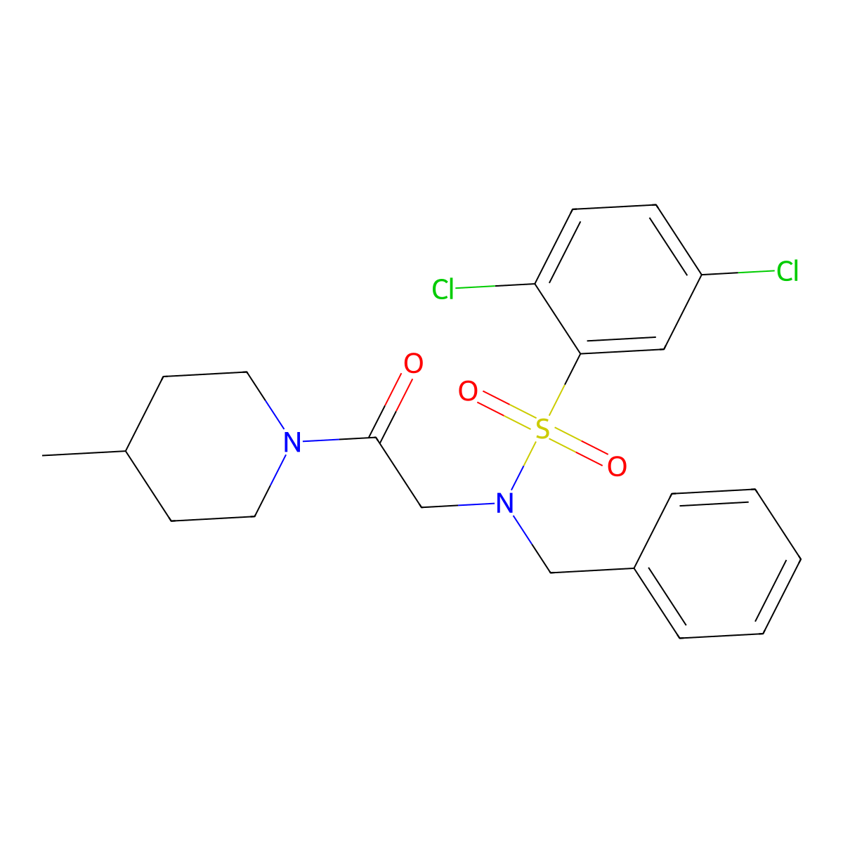 N-benzyl-2,5-dichloro-N-[2-(4-methylpiperidin-1-yl)-2-oxoethyl]benzenesulfonamide molecular structure, CAS 431980-20-0