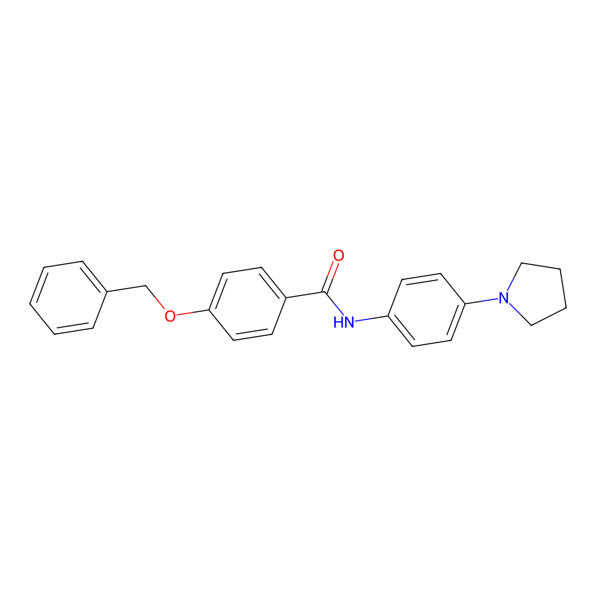 4-phenylmethoxy-N-(4-pyrrolidin-1-ylphenyl)benzamide molecular structure, CAS 431980-35-7