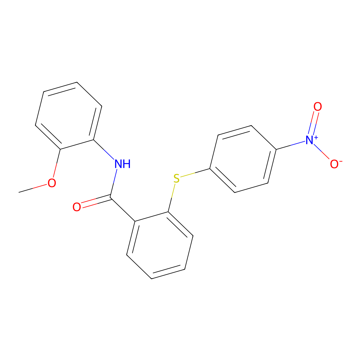 2-(4-Nitrophenylthio)-N-(2-methoxyphenyl)benzamide molecular structure, CAS 431980-38-0