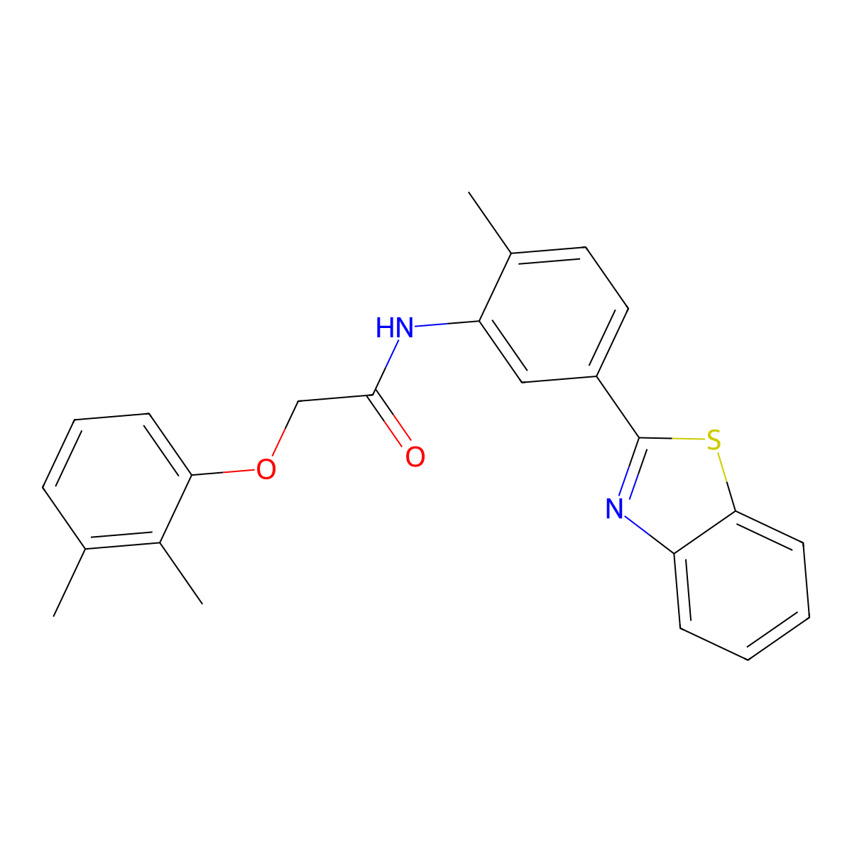 N-[5-(1,3-benzothiazol-2-yl)-2-methylphenyl]-2-(2,3-dimethylphenoxy)acetamide molecular structure, CAS 431980-40-4