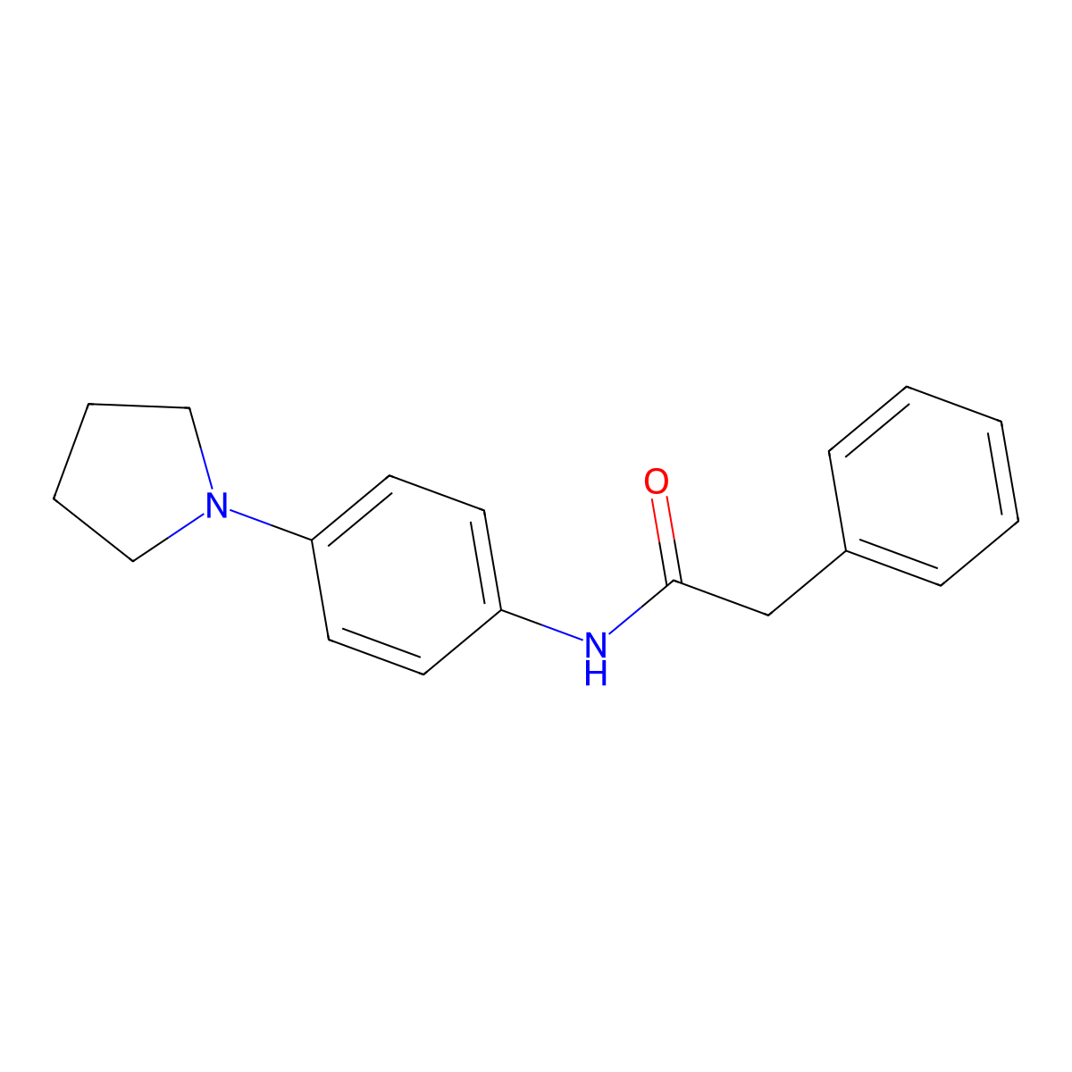2-phenyl-N-(4-pyrrolidin-1-ylphenyl)acetamide molecular structure, CAS 431980-48-2