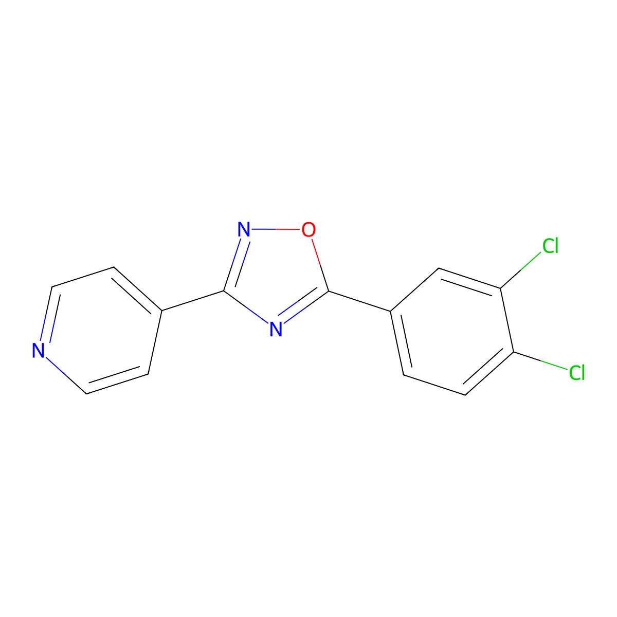 4-[5-(3,4-Dichlorophenyl)-1,2,4-oxadiazol-3-yl]pyridine molecular structure, CAS 431980-53-9