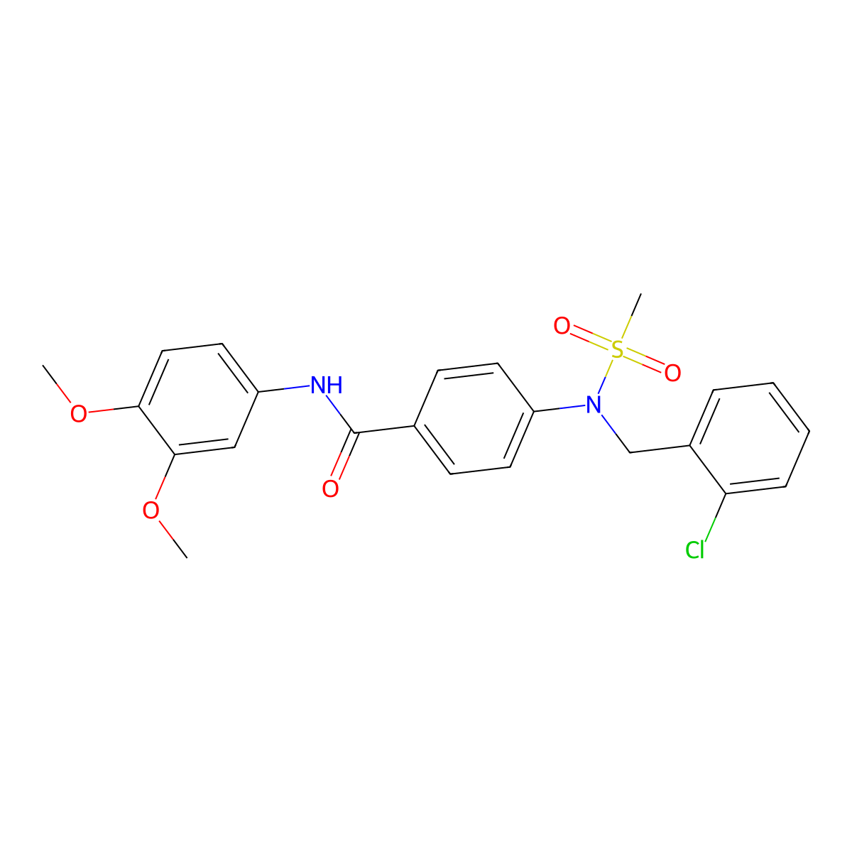 4-[(2-chlorophenyl)methyl-methylsulfonylamino]-N-(3,4-dimethoxyphenyl)benzamide molecular structure, CAS 431980-56-2