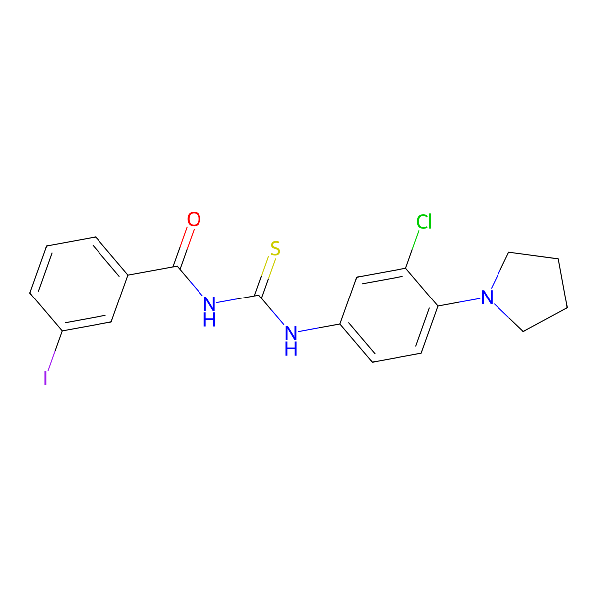 N-[(3-chloro-4-pyrrolidin-1-ylphenyl)carbamothioyl]-3-iodobenzamide molecular structure, CAS 431980-68-6