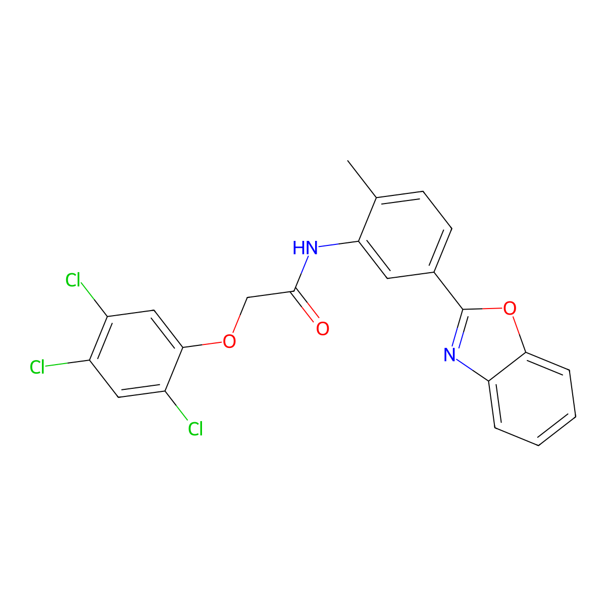 N-[5-(1,3-benzoxazol-2-yl)-2-methylphenyl]-2-(2,4,5-trichlorophenoxy)acetamide molecular structure, CAS 431980-77-7