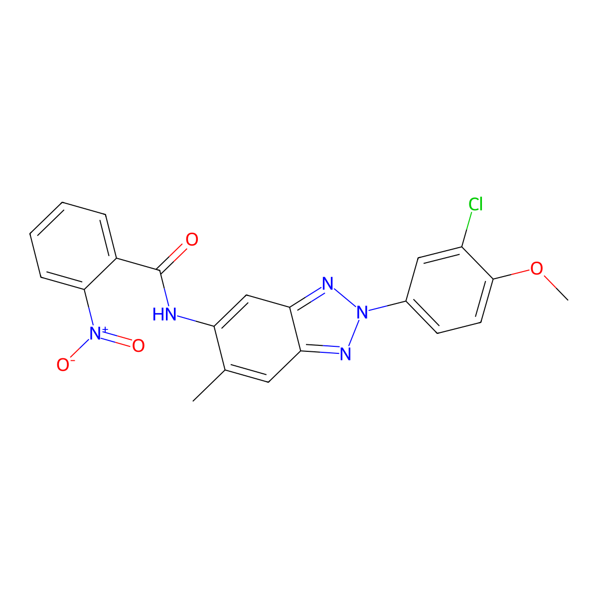 N-[2-(3-chloro-4-methoxyphenyl)-6-methylbenzotriazol-5-yl]-2-nitrobenzamide molecular structure, CAS 431980-95-9