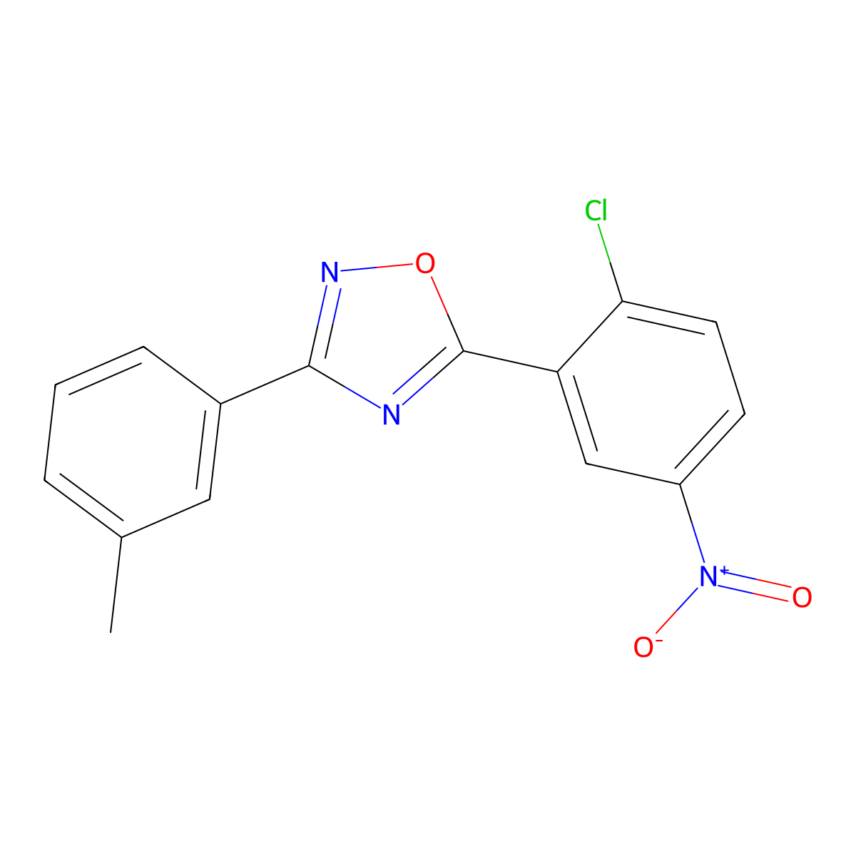 5-(2-Chloro-5-nitrophenyl)-3-(3-methylphenyl)-1,2,4-oxadiazole molecular structure, CAS 431980-96-0