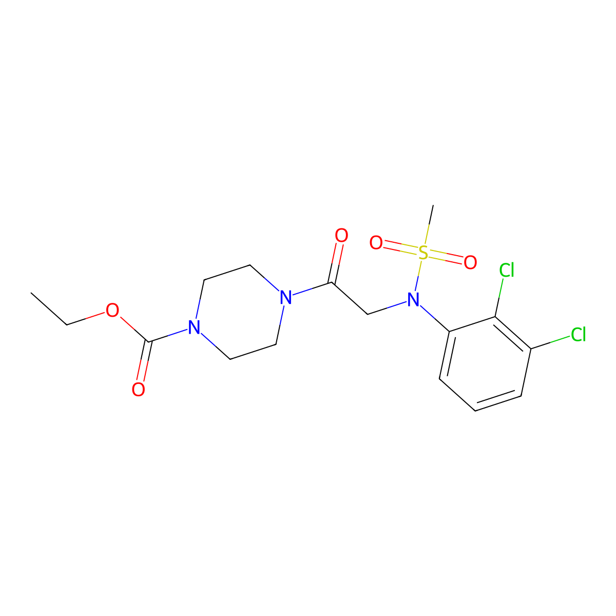 ethyl 4-[N-(2,3-dichlorophenyl)-N-(methylsulfonyl)glycyl]piperazine-1-carboxylate molecular structure, CAS 431980-99-3