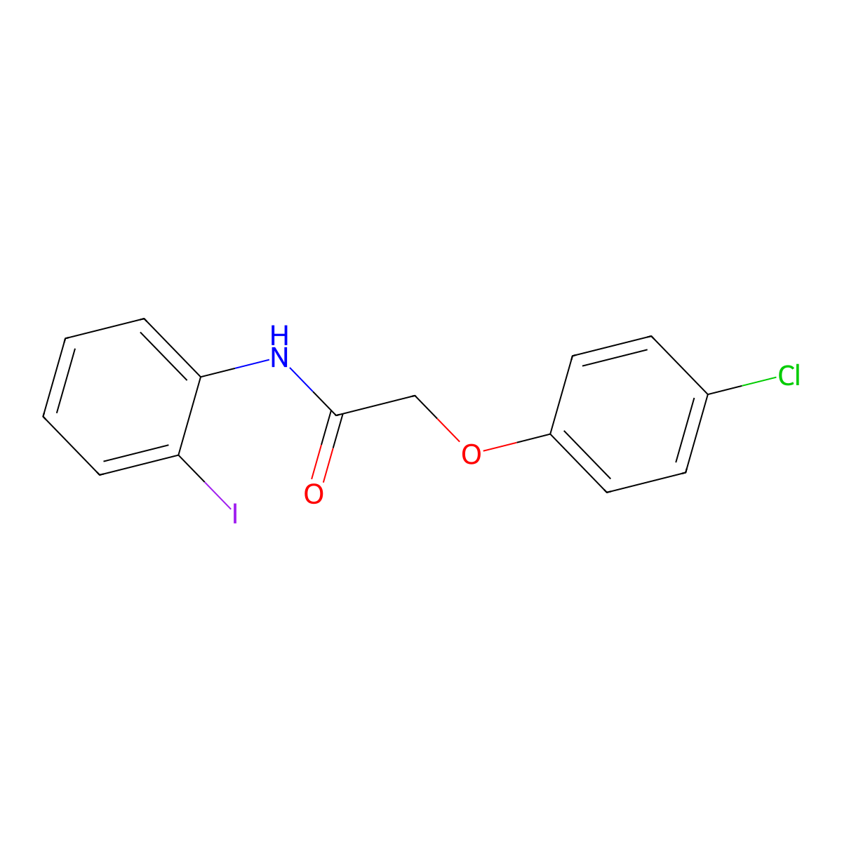 2-(4-chlorophenoxy)-N-(2-iodophenyl)acetamide molecular structure, CAS 431981-01-0