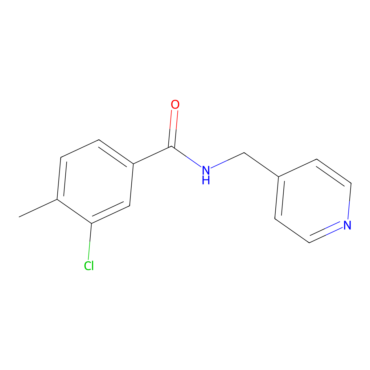 3-chloro-4-methyl-N-(pyridin-4-ylmethyl)benzamide molecular structure, CAS 431981-20-3