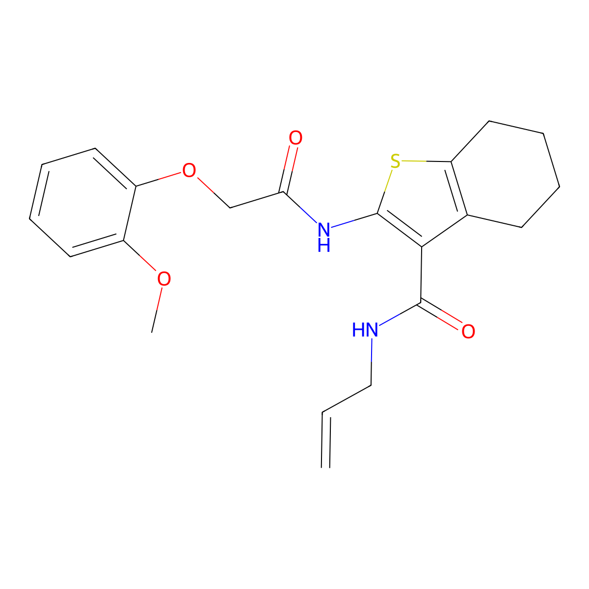 2-[[2-(2-methoxyphenoxy)acetyl]amino]-N-prop-2-enyl-4,5,6,7-tetrahydro-1-benzothiophene-3-carboxamide molecular structure, CAS 431981-22-5