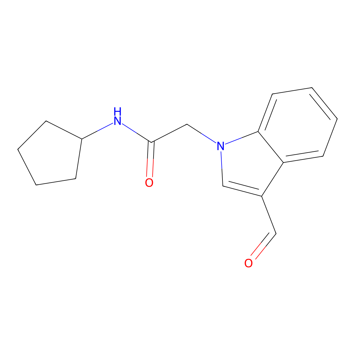 N-cyclopentyl-2-(3-formyl-1H-indol-1-yl)acetamide molecular structure, CAS 431981-28-1
